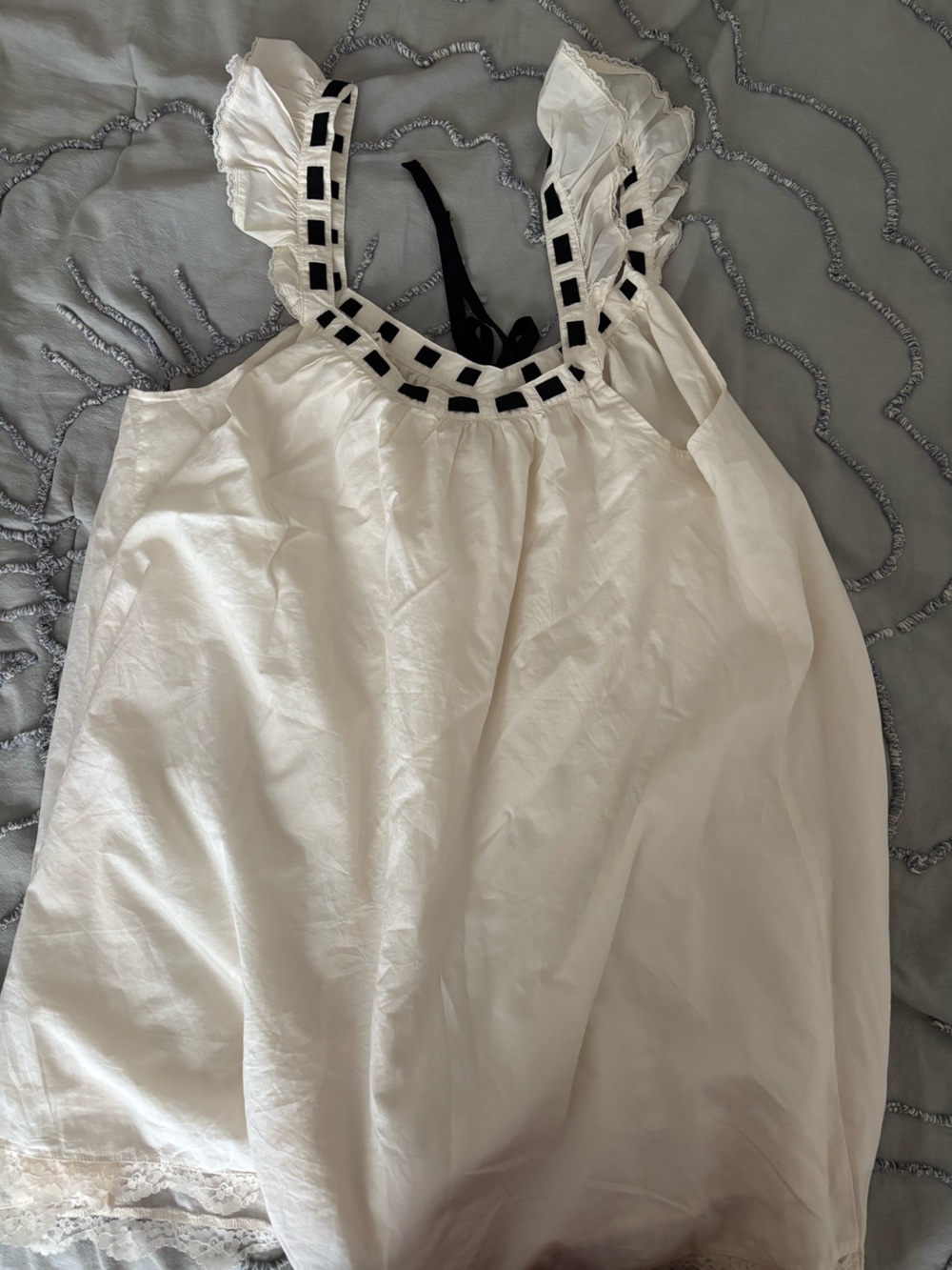Aerie White Dress with Black Ribbon Trim - Picture 3 of 3